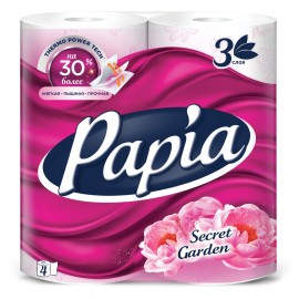 Бумага туалетная быт., спайка 4 шт., 3-слойная (4х16,5 м), PAPIA, аромат Таинственный, 5080741