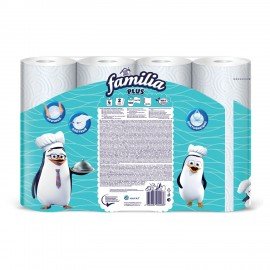 Полотенца бумажные быт., спайка 4 шт., 2-слойные (4х12 м), FAMILIA PLUS, 23x12,5см, б, 5083816