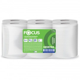 Бумага туалетная 200м, FOCUS (Система Т2) Eco Jumbo 1-сл, цвет белый, КОМПЛЕКТ 12рул,, 5050784