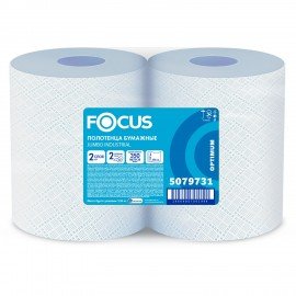 Бумага протирочная FOCUS (W1) Jumbo, 2-сл, КОМПЛЕКТ 2рул, 350м, 1000листов, лист 24х35, 5079731, 5043342/5079731