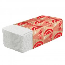 Полотенца бум. 200шт FOCUS (Система H3) Premium, 2-сл,белые, КОМПЛЕКТ 15пач,23х20,5см, 5083740