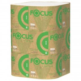 Полотенца бум. 250шт FOCUS (Система H3) Eco, 1-сл, белые, КОМПЛЕКТ 15пач, 23х23см, V-, 5083741