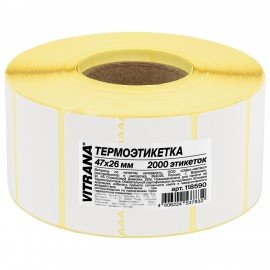 Термоэтикетки ЭКО, 47х26мм, 2000 этикеток в ролике, VITRANA, 118590
