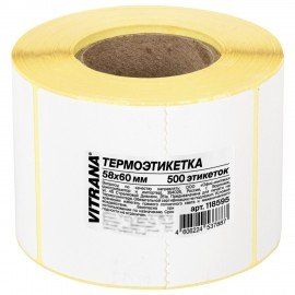 Термоэтикетки ЭКО, 58х60мм, 500 этикеток в ролике, VITRANA, 118595
