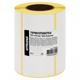 Термоэтикетки ЭКО, 100х50мм, 500 этикеток в ролике, VITRANA, 118599