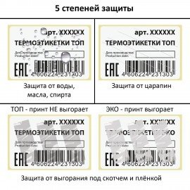 Термоэтикетки ТОП, 58х60мм, 500 этик.в рол., ЗАЩИТА от влаги/масел/спирта/царапин, VITRANA, 118614