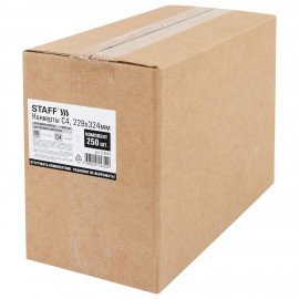Конверты С4 (229х324мм), отрывная лента, 80г/м2, КОМПЛЕКТ 250шт, внутренняя запечатка, STAFF, 118669