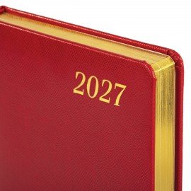 Ежедневник датированный 2027 в подарочном наборе с обложкой д/паспорта BRAUBERG, под кожу, "Iguana", красный, 118701