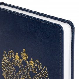 Ежедневник датированный 2027 в подарочном наборе с обложкой д/паспорта BRAUBERG, под кожу, "State", синий, 118703