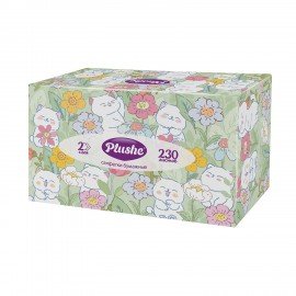 Косметические салфетки 230 штук в картонном боксе 2-слойные Plushe (Плюше), 20х20 см,, 70820
