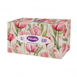 Косметические салфетки 230 штук в картонном боксе 2-слойные Plushe (Плюше), 20х20 см,, 70820