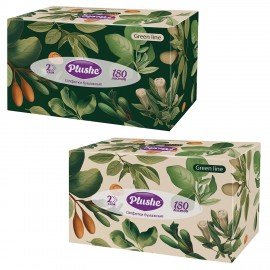 Косметические салфетки 180 штук в картонном боксе 2-слойн. Plushe Green Line(Плюше),2, 19335