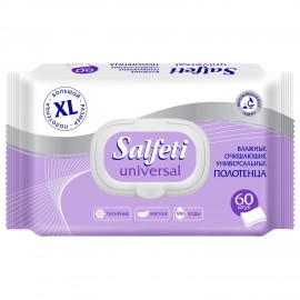 Полотенца влажные XL 60 шт, 18х25см, SALFETI Universal, универсальные, крышка клапан,, 72586