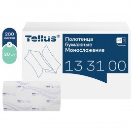 Полотенца бум. 200шт, Tellus/TORK (HT3) ПРЕМИУМ, КОМПЛЕКТ 20пачек, 2-сл, белые, 23х23, 133100