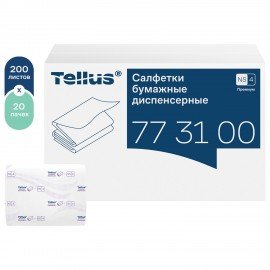Салфетки Tellus/TORK (Система NS4) ПРЕМИУМ, 2х-слойные, КОМПЛЕКТ 20шт., 200шт., белые, 773100