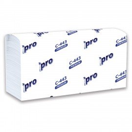 Полотенца бумажные 190 шт, PROtissue (H2) PREMIUM, 2-сл, белые, КОМПЛЕКТ 21 пач, 24х21,5,Z-слож,С443