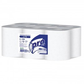 Полотенца бумажные с центральной вытяжкой 275м, PROtissue (M2) LITE, 1-сл,белые, КОМПЛЕКТ 6 рул,С195