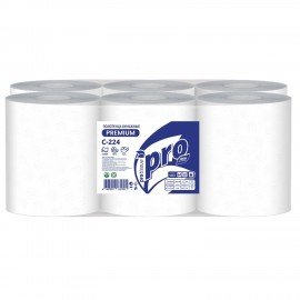 Полотенца бумажные с центральной вытяжкой 150м,PROtissue (M1) PREMIUM,2-сл,белые,КОМПЛЕКТ 6 рул,С224