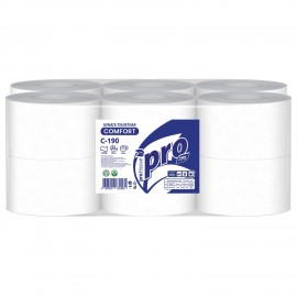 Бумага туалетная 200 метров, PROtissue (T2) COMFORT, 1-слойная, белая, КОМПЛЕКТ 12 рулонов, С190