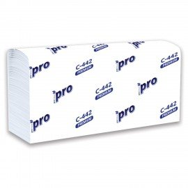 Полотенца бумажные 200 шт, PROtissue (H2) PREMIUM, 2-сл. белые, КОМПЛЕКТ 21 пач, 24х21,5,Z-слож,С442