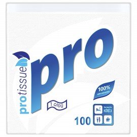 Салфетки бумажные 100 шт., 24х24 см, PROtissue COMFORT, белые, 100% целлюлоза, С184
