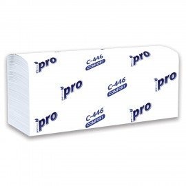 Полотенца бумажные 200 шт, PROtissue (H2) PREMIUM, 1-сл, белые, КОМПЛЕКТ 28 пач,24х21,5, Z-слож,С446