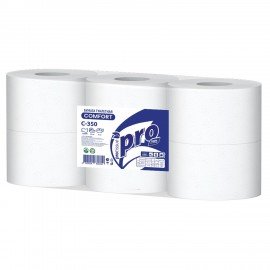 Бумага туалетная 525 метров, PROtissue (T1) COMFORT, 1-слойная, белая, КОМПЛЕКТ 6 рулонов, С350