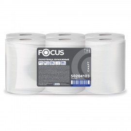 Полотенца бумажные рулонные 150м FOCUS SMART (Система H1), 2-сл, белые, КОМПЛЕКТ 6 рулонов, 50204103
