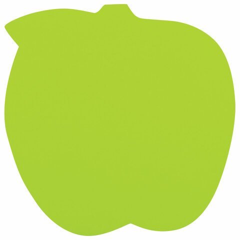 Блок самоклеящийся (стикеры), фигурный BRAUBERG, НЕОНОВЫЙ "Яблоко", 50 листов, зеленый, европодвес, 122709