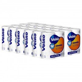 Полотенца бумажные бытовые, спайка 2 шт., 2-х слойные (2х12,5 м), VEIRO (Вейро), белые, 5п22