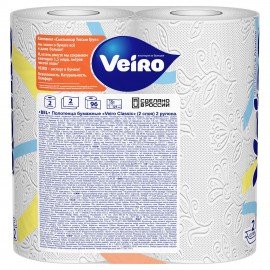 Полотенца бумажные бытовые, спайка 2 шт., 2-х слойные (2х12,5 м), VEIRO (Вейро), белые, 5п22