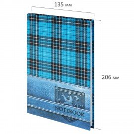 Блокнот А5 (135х206 мм), 96 л., твердый переплет, ламинированная обложка, клетка, BRAUBERG, "Шотландка", 123248