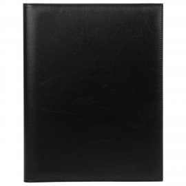 Папка адресная из натуральной кожи без надписи, формат А4, 32х25х1 см, черная, индивидуальная упаковка, 7-40, 7-40.