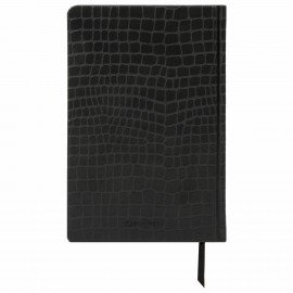 Ежедневник полудатированный А5 (138х213 мм) BRAUBERG "Alligator", под кожу, 192 л., черный, 124985