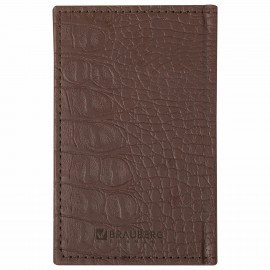 Телефонная книжка МАЛЫЙ ФОРМАТ (80х130 мм) А7, BRAUBERG "Cayman", под крокодиловую кожу, 56 л., вырубной алфавит, коричневая, 125135