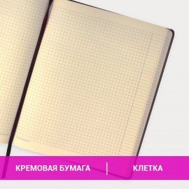 Блокнот БОЛЬШОЙ ФОРМАТ (200х252 мм) В5, BRAUBERG "Income", кожзам, 128 л., клетка, черный, 125204