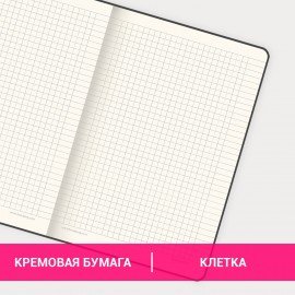 Блокнот А5 (148х218 мм), BRAUBERG "Income", 128 л., гладкий кожзаменитель, клетка, черный, 125208