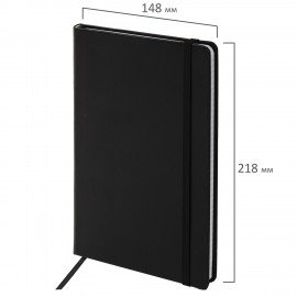 Блокнот А5 (148х218 мм), BRAUBERG "Select", 96 л., балакрон, резинка, клетка, черный, 125211