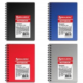 Блокнот МАЛЫЙ ФОРМАТ А6 105х145 мм, 60 л., гребень, пластик+картон, клетка, BRAUBERG, "Офис", 125398