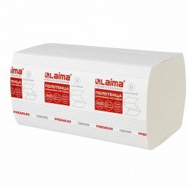 Полотенца бумажные 200 штук, LAIMA (H3) PREMIUM, 2-слойные, белые, КОМПЛЕКТ 15 пачек, 23х23, V-сложение, 126095
