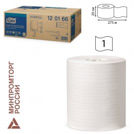 Бумага протирочная с центральной вытяжкой 275 м, TORK (M2) UNIVERSAL, 1-слойная, белая, КОМПЛЕКТ 6 рулонов, 120166