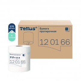 Бумага протирочная с центральной вытяжкой 275 м, TORK (M2) UNIVERSAL, 1-слойная, белая, КОМПЛЕКТ 6 рулонов, 120166