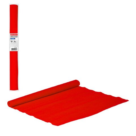 Бумага гофрированная/креповая, 32 г/м2, 50х250 см, красная, в рулоне, BRAUBERG, 126531