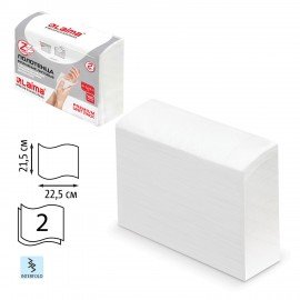 Полотенца бумажные (1 пачка 190 листов) LAIMA (H2) PREMIUM UNIT PACK, белые, 23х21 см, Z-сложение, 126559