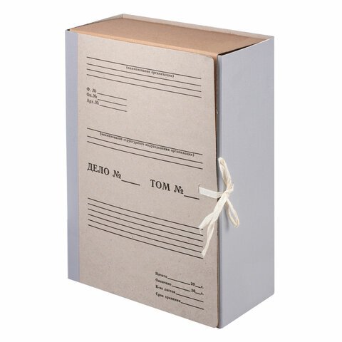 Короб архивный (240х330 мм), 120 мм, 2 завязки, переплетный картон/бумвинил, до 1000 листов, STAFF, 126903