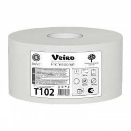 Бумага туалетная 200 м, VEIRO Professional (Система T2), КОМПЛЕКТ 12 шт., Basic, T102