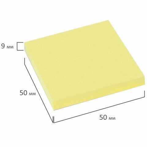 Блок самоклеящийся (стикеры) STAFF, 50х50 мм, 100 листов, желтый, 127142