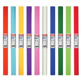 Бумага гофрированная/креповая, 32 г/м2, 50х250 см, АССОРТИ 10 цветов, BRAUBERG, 127151