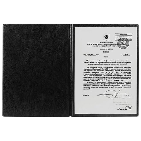 Папка адресная ПВХ "НА ПОДПИСЬ", формат А4, увеличенная вместимость до 100 листов, черная, "ДПС", 2032.Н-107