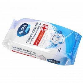 Салфетки влажные, 72 шт., AURA "Family", антибактериальные, для всей семьи, 26065, 7044